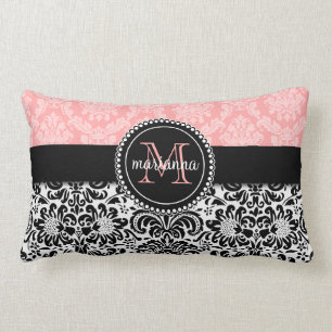 Elegant Paris Baby Pink Black Damask gepersonalise Kussen