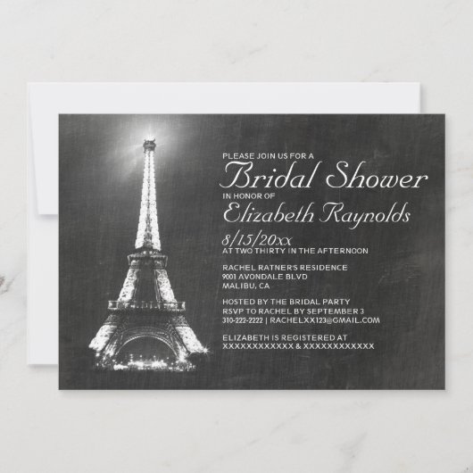 Elegant Paris Bridal Shower Invitations Kaart (Voorkant)