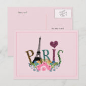 Elegant Paris Eiffel Tower Briefkaart (Voorkant / Achterkant)