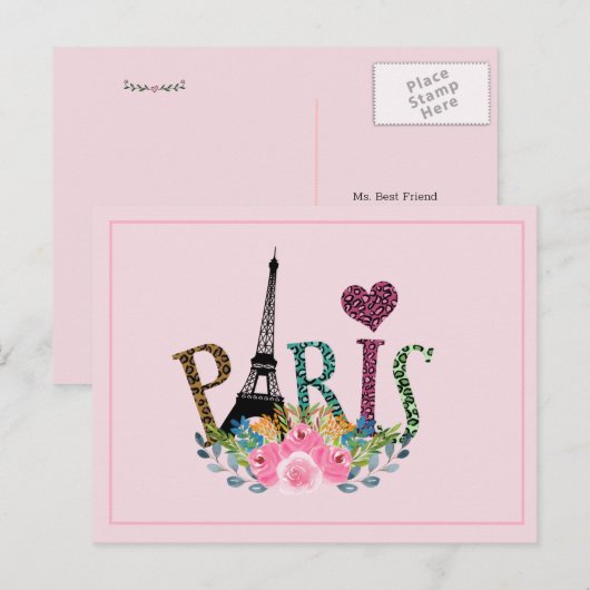 Elegant Paris Eiffel Tower Briefkaart (Voorkant / Achterkant)