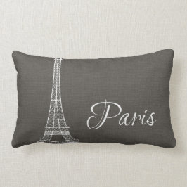 Elegant Paris Eiffel Tower Dark Grey Burlap Kijk u Kussen