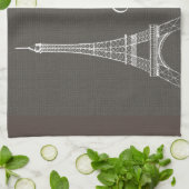 Elegant Paris Eiffel Tower Dark Grey Burlap Kijk u Theedoek (Gevouwen)