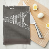 Elegant Paris Eiffel Tower Dark Grey Burlap Kijk u Theedoek (Quarter Fold)