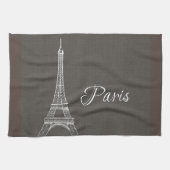 Elegant Paris Eiffel Tower Dark Grey Burlap Kijk u Theedoek (Horizontaal)