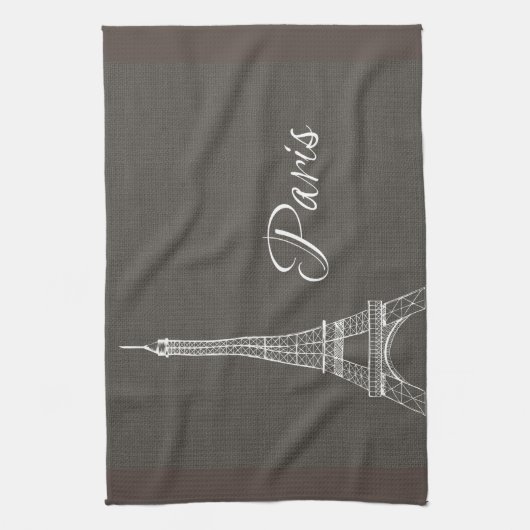 Elegant Paris Eiffel Tower Dark Grey Burlap Kijk u Theedoek (Verticaal)