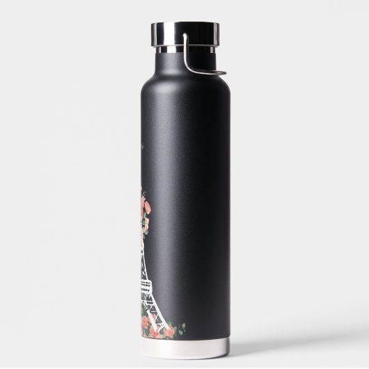 Elegant Paris Eiffel Tower Floral Black Waterfles (Links)