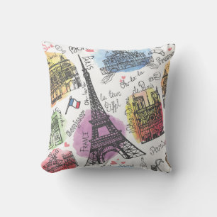 Elegant Paris France Mode Sketch Kussen
