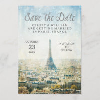 Elegant Paris Uitzicht Eiffel Tower Save the Date