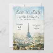 Elegant Paris Uitzicht Eiffel Tower Save the Date (Voorkant)