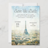 Elegant Paris Uitzicht Eiffel Tower Save the Date Magnetische Uitnodiging (Voorkant)