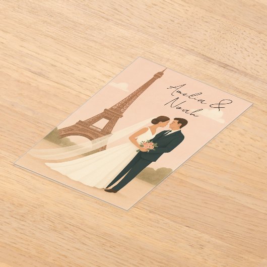 Elegant Paris Wedding Acrylic Invitation – Eiffel Acryl Uitnodigingen (Laagn)