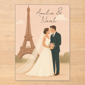 Elegant Paris Wedding Acrylic Invitation – Eiffel Acryl Uitnodigingen (Voorkant)