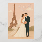 Elegant Paris Wedding Foil Invitation – Gold Foil  Folie Uitnodiging (Voorkant)