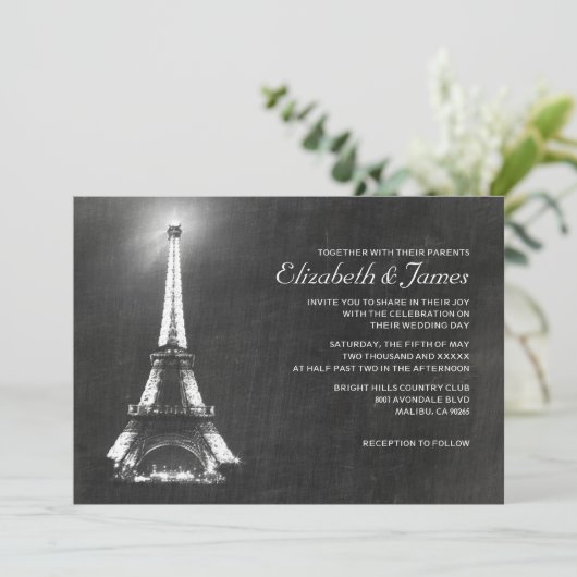 Elegant Paris Wedding Invitations Kaart (Staand voorkant)