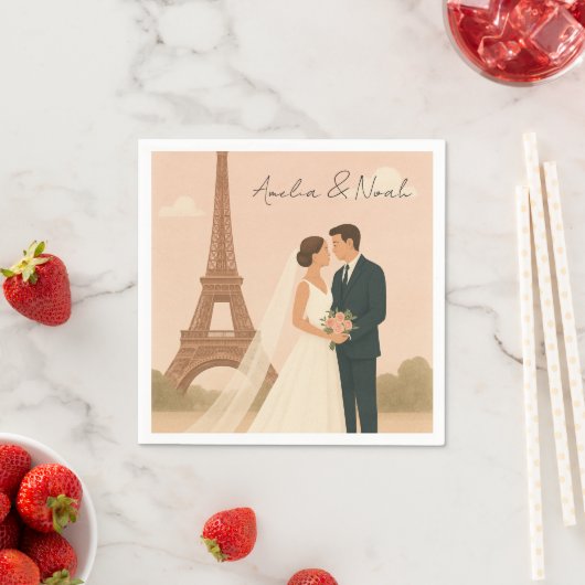 Elegant Paris Wedding Napkins Eiffel Tower Design Servet (Insitu)