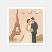 Elegant Paris Wedding Napkins Eiffel Tower Design Servet (Voorkant)