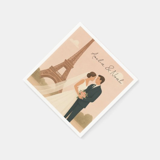 Elegant Paris Wedding Napkins Eiffel Tower Design Servet (Hoek)