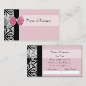 Elegant Parisian Damask Pink Ribbon Refer an Frien Aanbevelingskaartje (Voorkant / Achterkant)