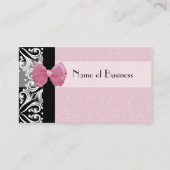 Elegant Parisian Damask Pink Ribbon Refer an Frien Aanbevelingskaartje (Voorkant)