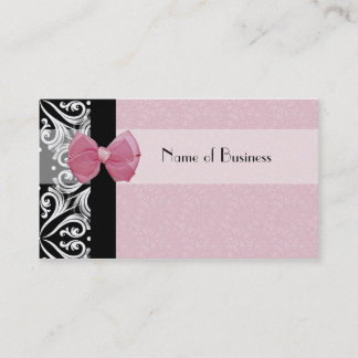 Elegant Parisian Damask Pink Ribbon Visitekaartje