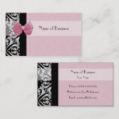 Elegant Parisian Damask Pink Ribbon Visitekaartje (Voorkant / Achterkant)