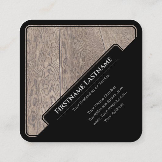 Elegant parket met zwarte omlijst, opgemaakt van h vierkante visitekaartje (Achterkant)
