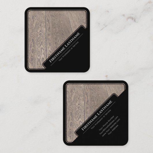 Elegant parket met zwarte omlijst, opgemaakt van h vierkante visitekaartje (Voorkant / Achterkant)