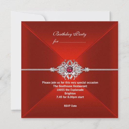 Elegant Party All Occasions Red Silver Jewel Kaart (Achterkant)
