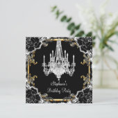 Elegant Party Black Silver Gold Crystal Chandelier Kaart (Staand voorkant)