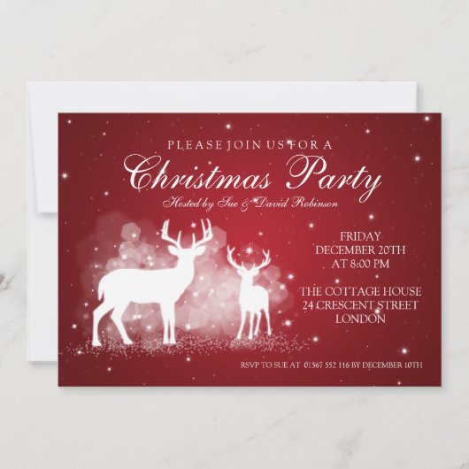 Elegant Party Deer Sparkle Red Kaart (Voorkant)