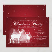 Elegant Party Deer Sparkle Red Kaart (Voorkant / Achterkant)