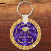 Elegant, Party Favors for 50th Birthday Vrouw Sleutelhanger (Voorkant)