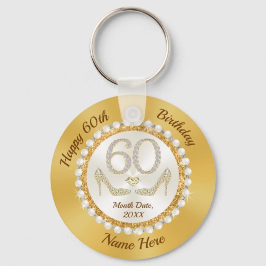 Elegant, Party Favors for 60th Birthday Vrouw, Sleutelhanger (Voorkant)