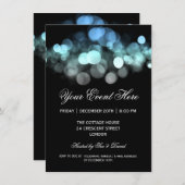 Elegant Party Invitation Blue Black Kaart (Voorkant / Achterkant)