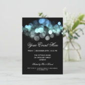 Elegant Party Invitation Blue Black Kaart (Staand voorkant)