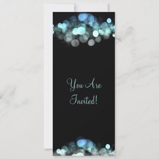 Elegant Party Invitation Blue Shimmering Lichten Kaart (Achterkant)