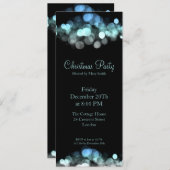 Elegant Party Invitation Blue Shimmering Lichten Kaart (Voorkant / Achterkant)