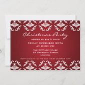 Elegant Party Invitation Floral Pattern Red Kaart (Voorkant)