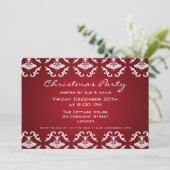 Elegant Party Invitation Floral Pattern Red Kaart (Staand voorkant)