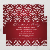 Elegant Party Invitation Floral Pattern Red Kaart (Voorkant / Achterkant)