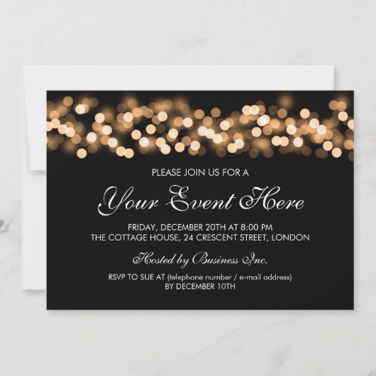 Elegant Party Invitation Gold Hollywood Glam Kaart (Voorkant)