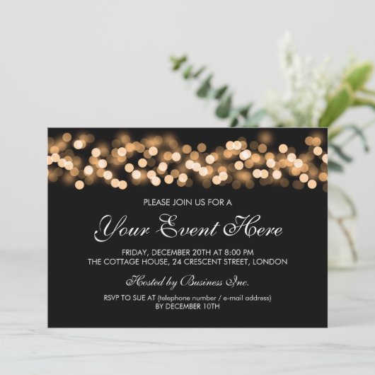 Elegant Party Invitation Gold Hollywood Glam Kaart (Staand voorkant)