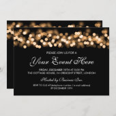 Elegant Party Invitation Gold Hollywood Glam Kaart (Voorkant / Achterkant)