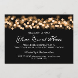 Elegant Party Invitation Gold Hollywood Glam Kaart