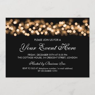 Elegant Party Invitation Gold Hollywood Glam Kaart