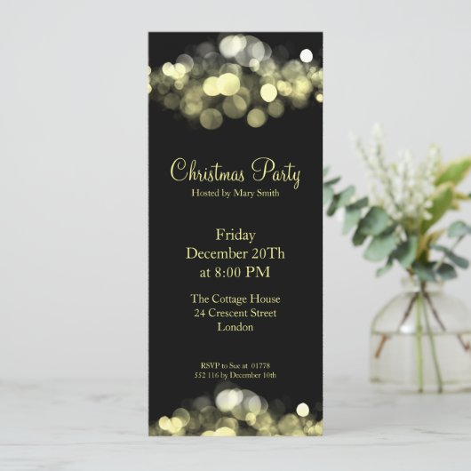 Elegant Party Invitation Gold Shimmering Lichten Kaart (Staand voorkant)
