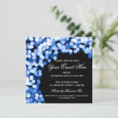 Elegant Party Invitation Gold Sparkly Blue Kaart (Staand voorkant)