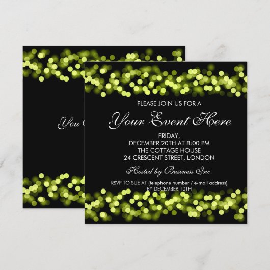 Elegant Party Invitation Green Hollywood Glam Kaart (Voorkant / Achterkant)