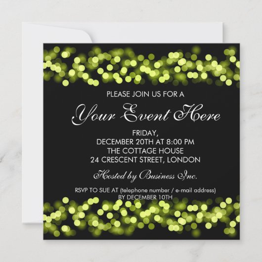 Elegant Party Invitation Green Hollywood Glam Kaart (Voorkant)