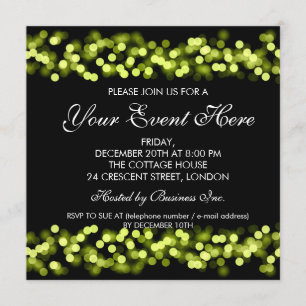 Elegant Party Invitation Green Hollywood Glam Kaart